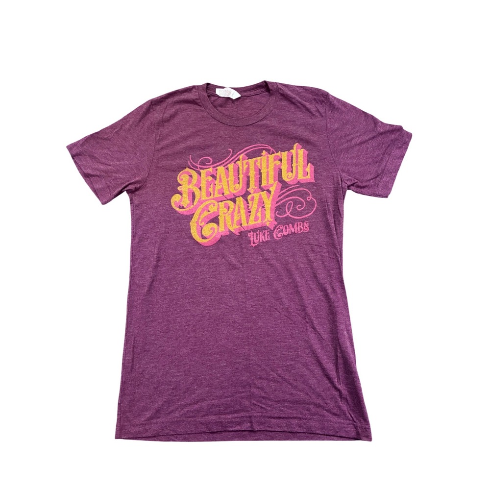 Luke Combs Beautiful Crazy Concert T-Shirt Heather Purple Bella Canvas Small